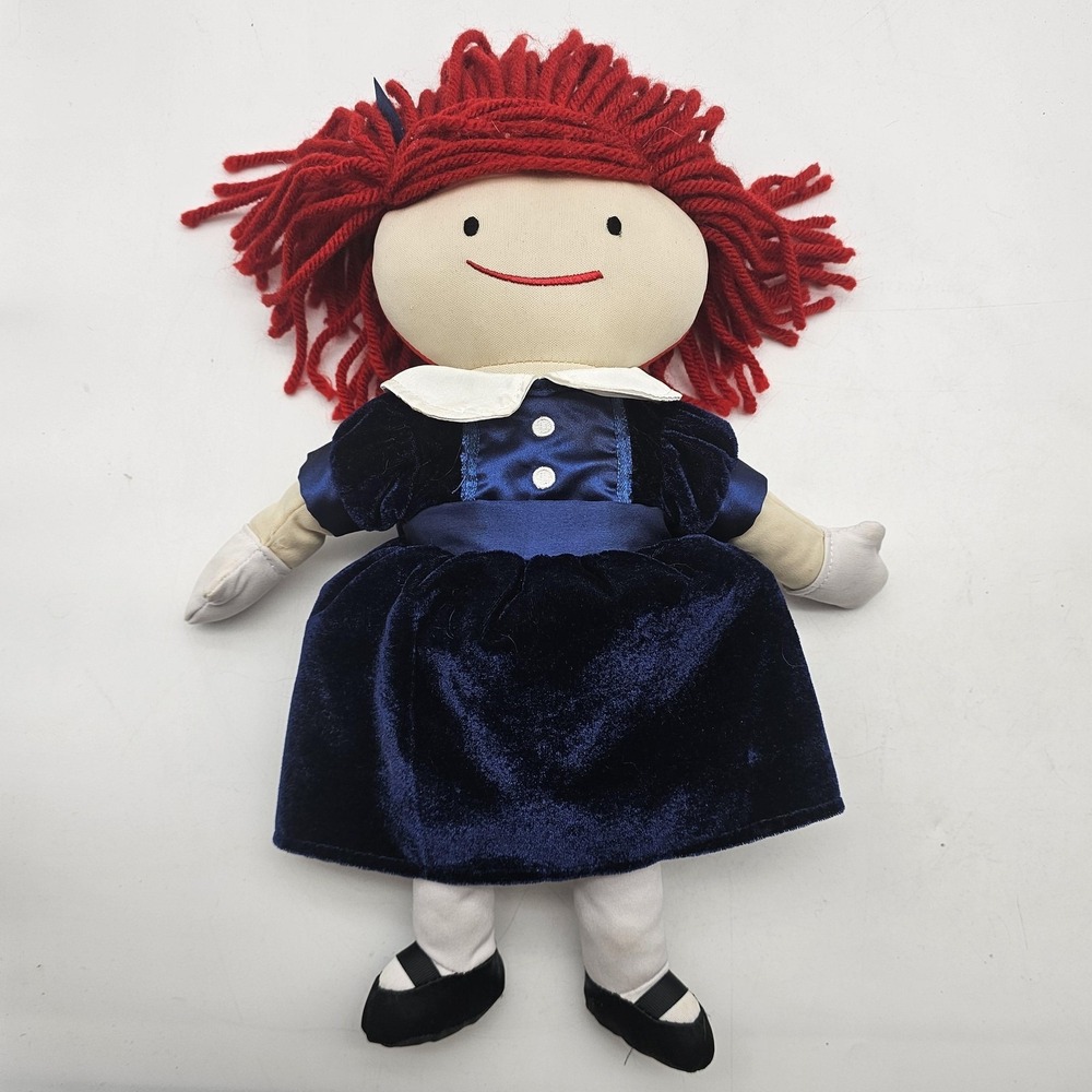 YOTTOY Madeline Rag Doll 15 Inch Red Hair Blue Velvet Dress Plush Stuffed Toy